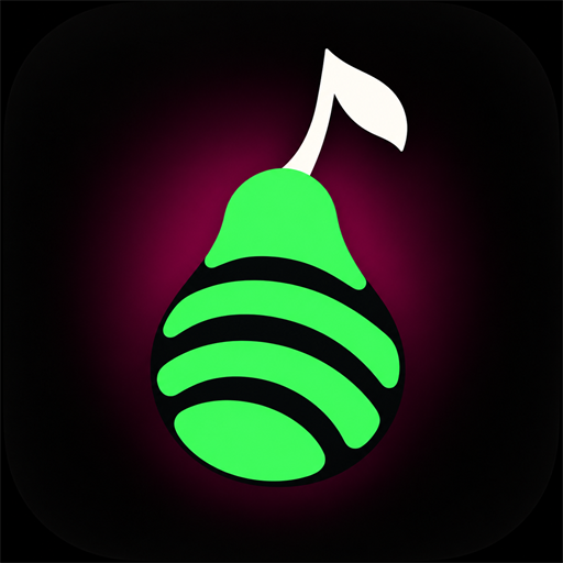 Spotty Pear neon pear and music-note icon